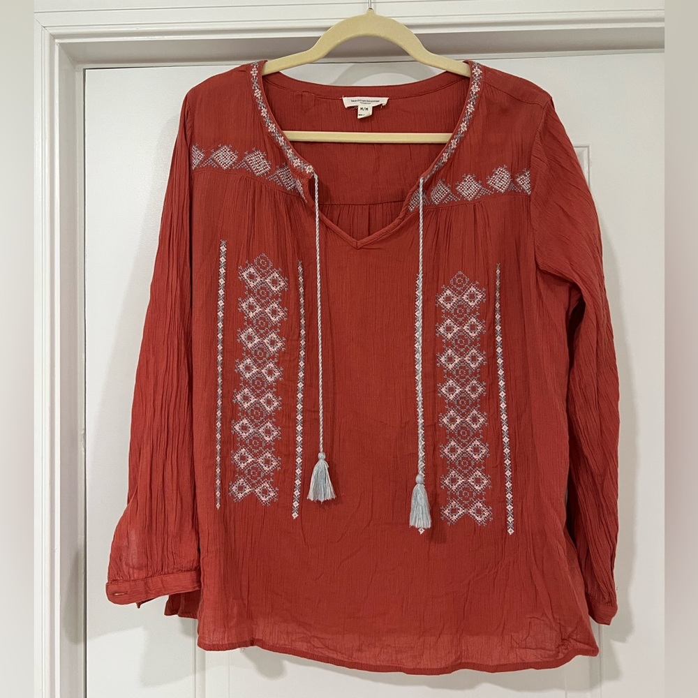 BeachLunchLounge Pink Peasant Blouse